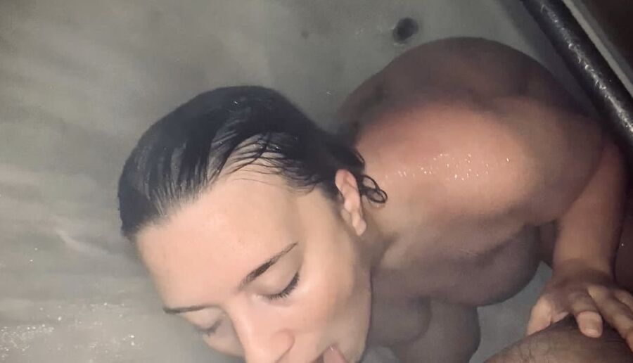 Sucking my mans dick in the shower