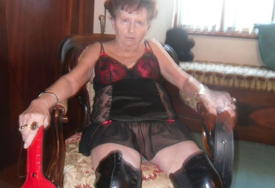 granny likes to wear suspenders to please