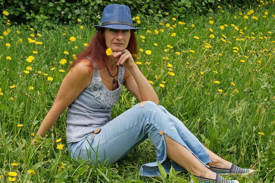 Yellow Flowers and Cat