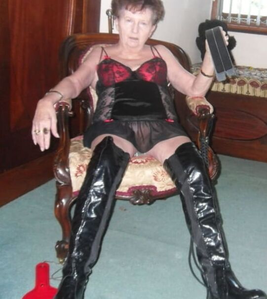 granny likes to wear suspenders to please