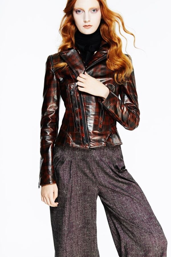 Leather milf mature jacket