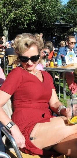 Glamorous Mature in sexy tan stockings