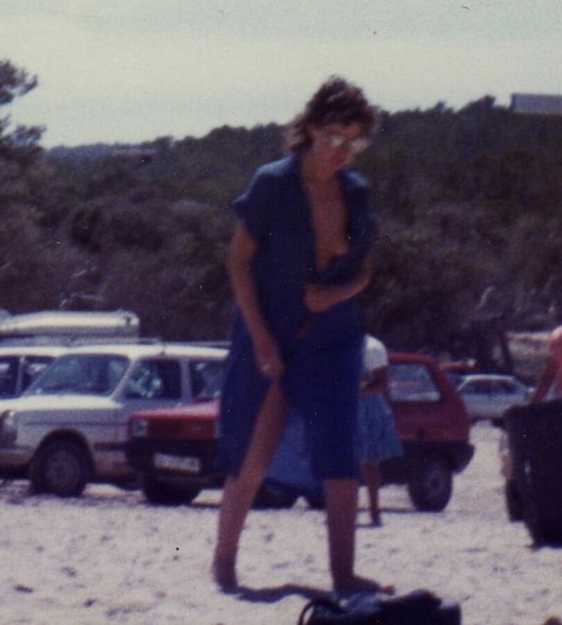 My wife on the beach over the years.