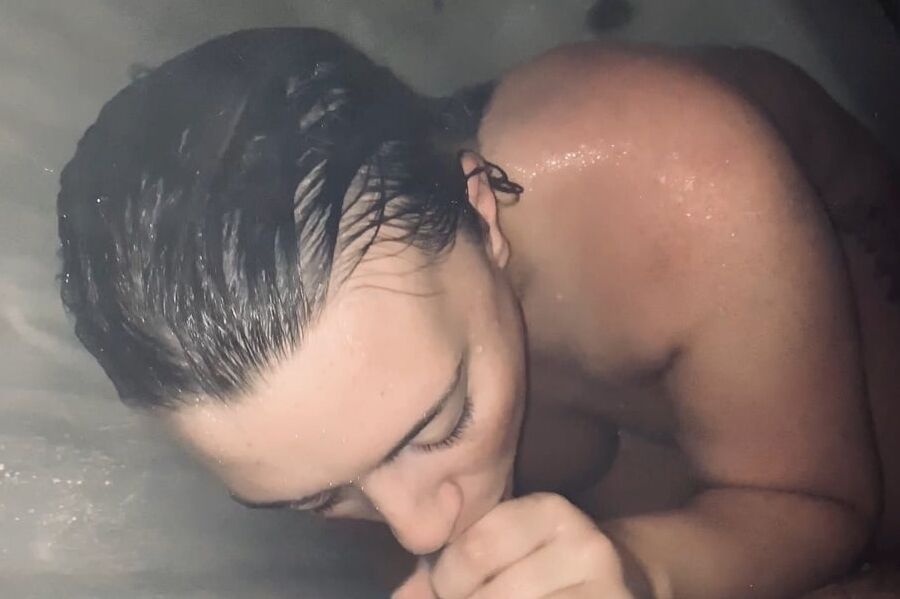 Sucking my mans dick in the shower