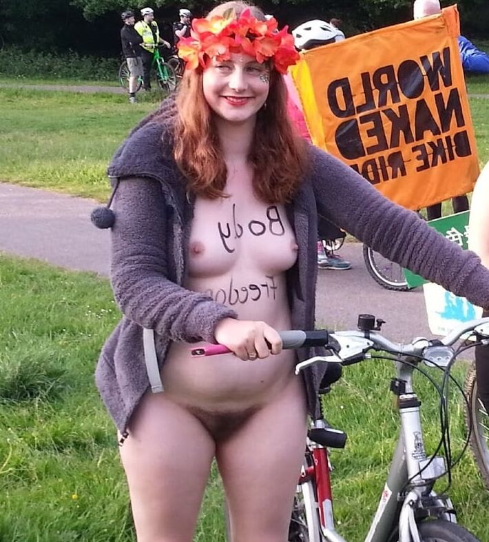 Cute Brunette Southampton wnbr (world naked bike ride)