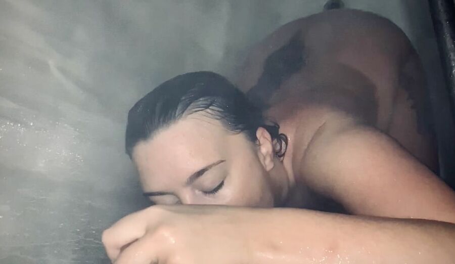 Sucking my mans dick in the shower