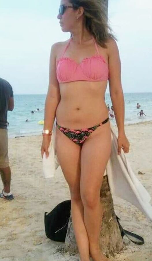 hot pregnant mom in bikini linda milf embarazada en la playa