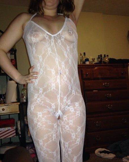 Amateur and matures in white bodystocking