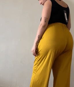 Sexy ass in black see through pants and black thong
