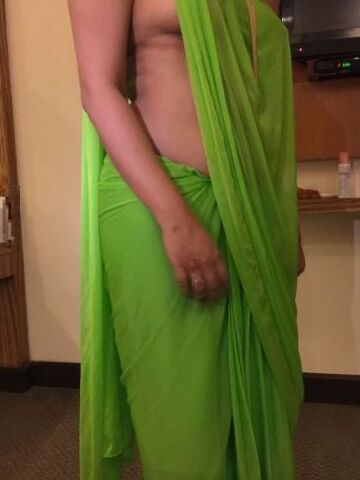 Desi Indian wife saree with bra