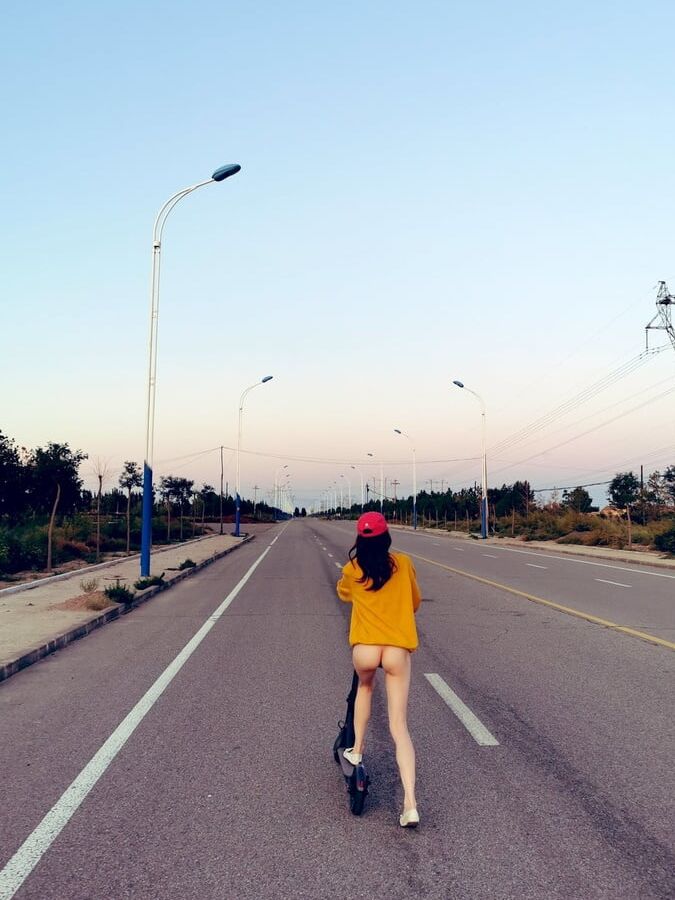 Chinese girl flashing in public