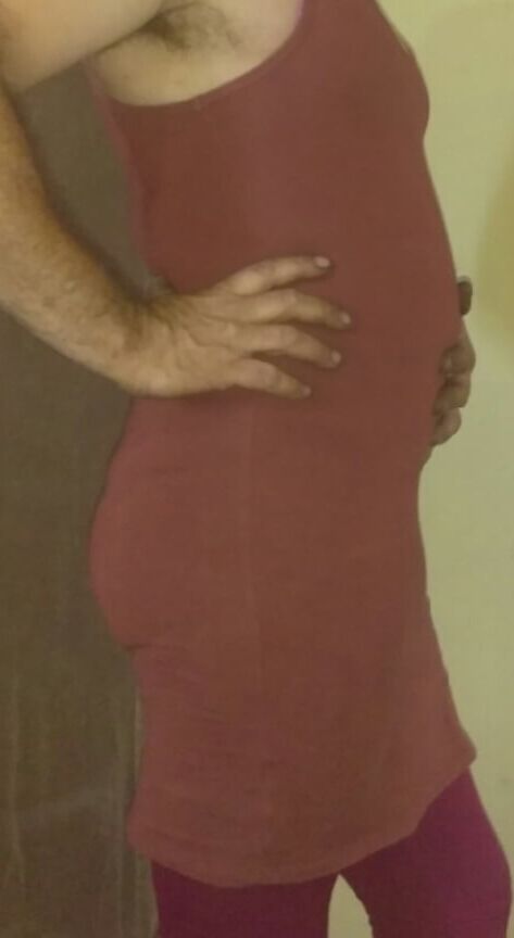 Me in red dress and red leggings
