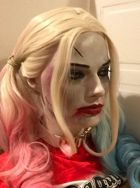 Harley quinn silicone bust, making sex toy