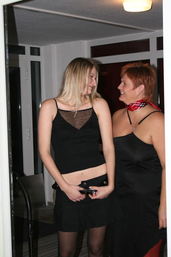 With blonde girlfriend ...