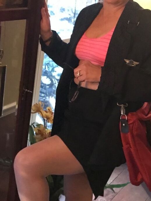 Mature flight attendant Julie