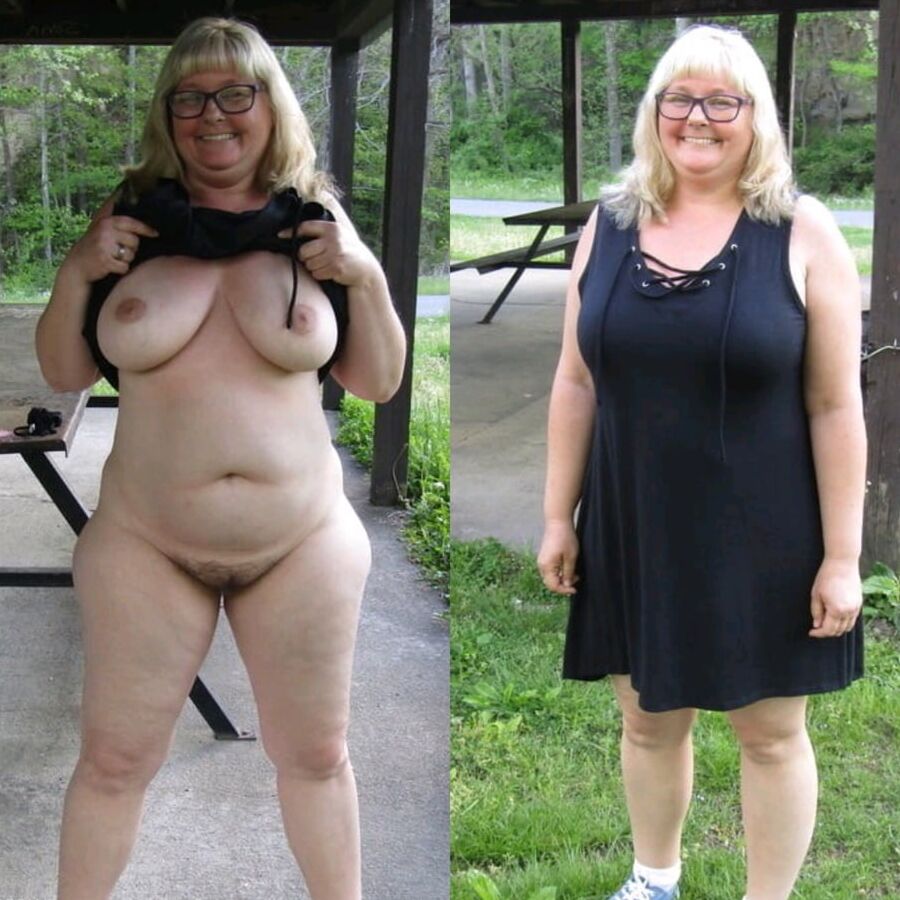BBW blonde granny exposes herself
