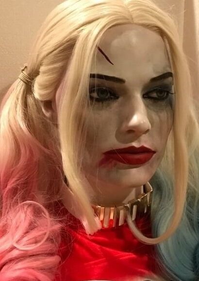 Harley quinn silicone bust, making sex toy