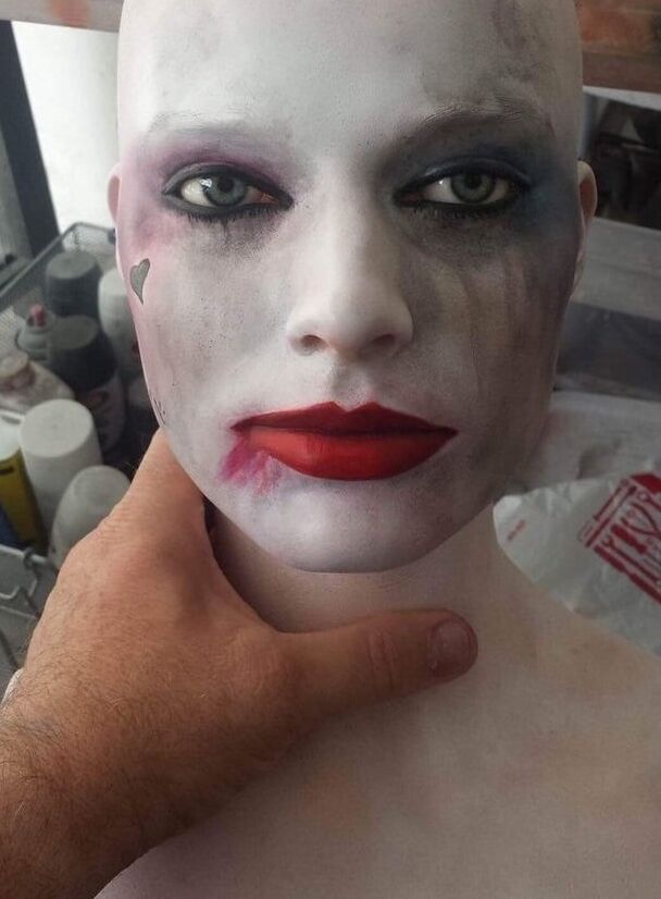 Harley quinn silicone bust, making sex toy