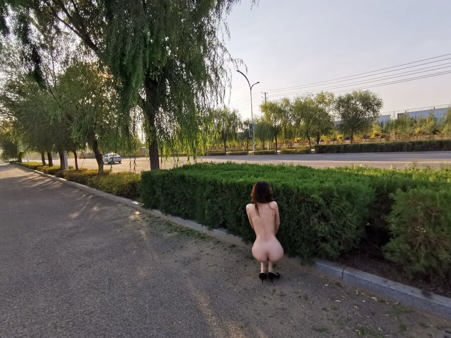 Chinese girl flashing in public