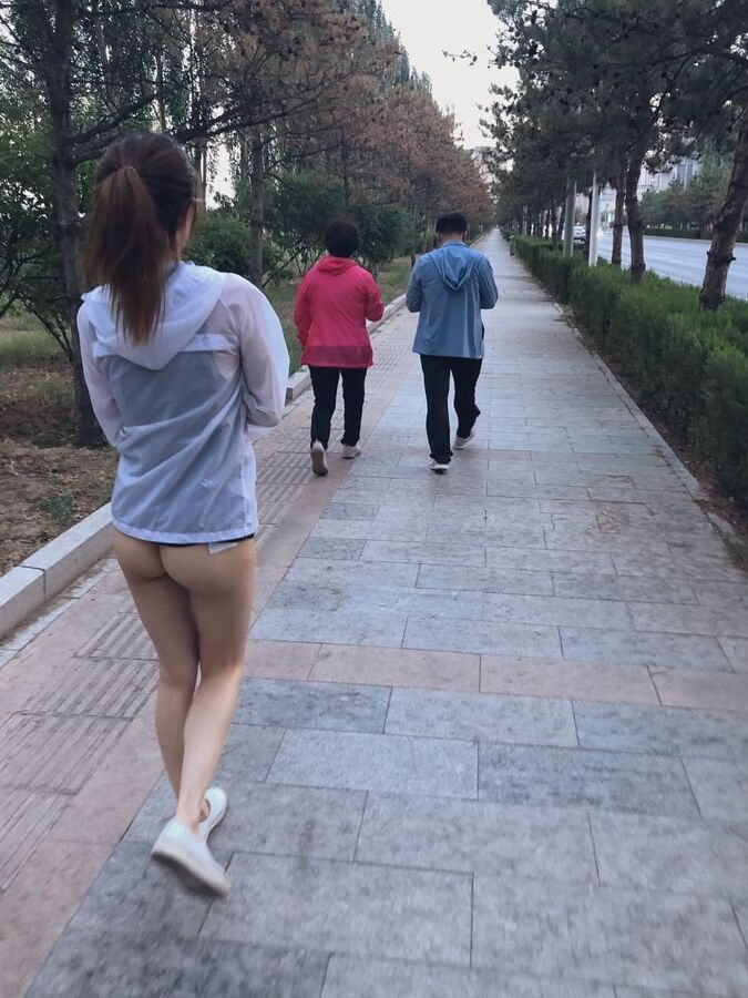 Chinese girl flashing in public