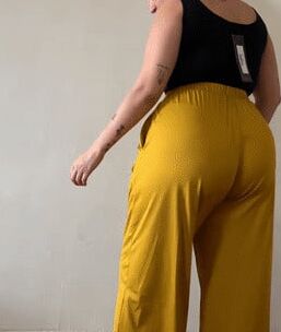 Sexy ass in black see through pants and black thong