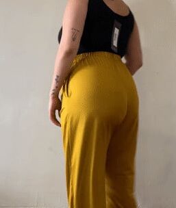 Sexy ass in black see through pants and black thong