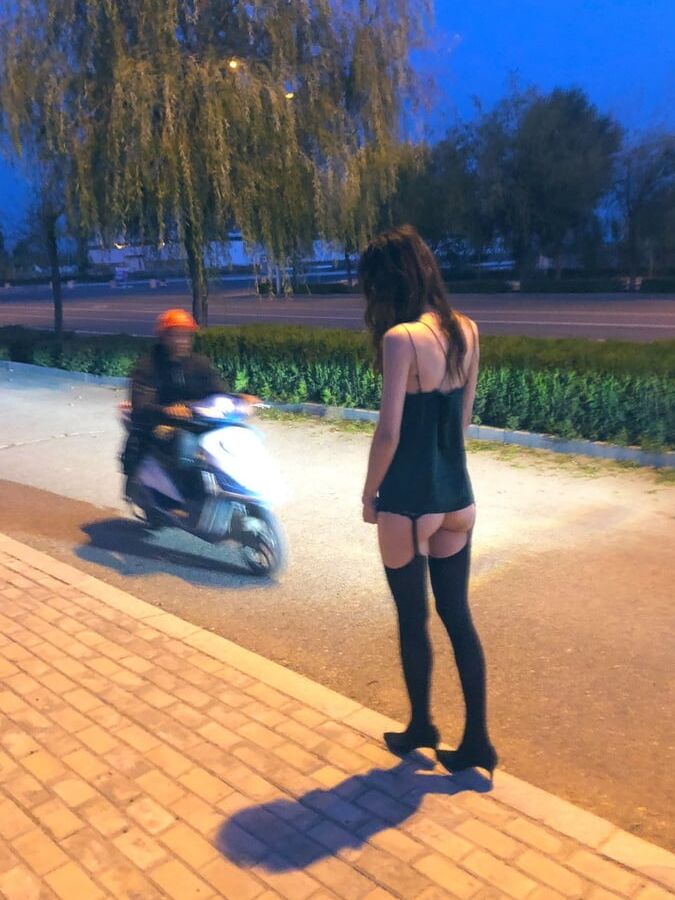 Chinese girl flashing in public