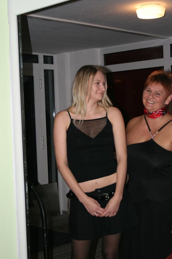 With blonde girlfriend ...