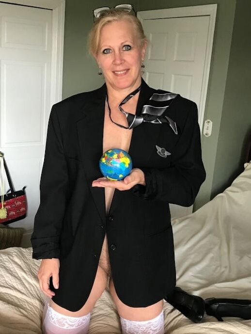 Mature flight attendant Julie