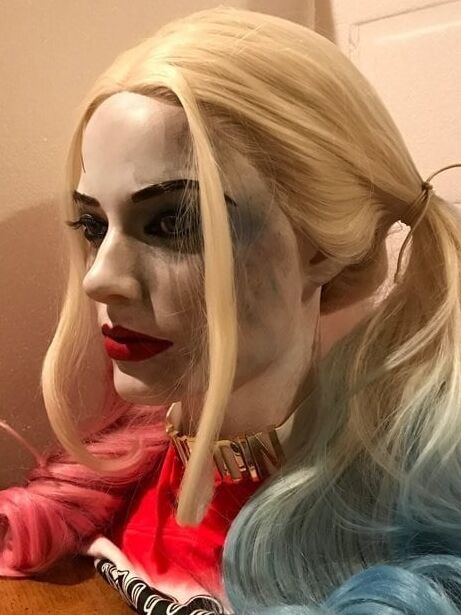 Harley quinn silicone bust, making sex toy