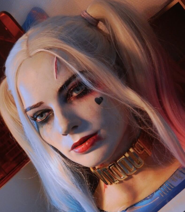 Harley quinn silicone bust, making sex toy