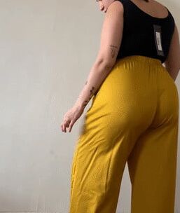 Sexy ass in black see through pants and black thong