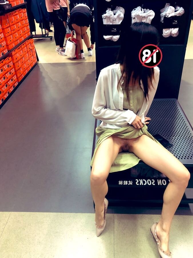 Chinese girl flashing in public