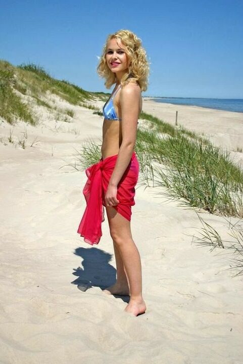 cute blonde in nude pantyhose