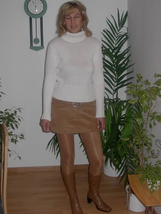 German skinny MILF wearing various hosiery