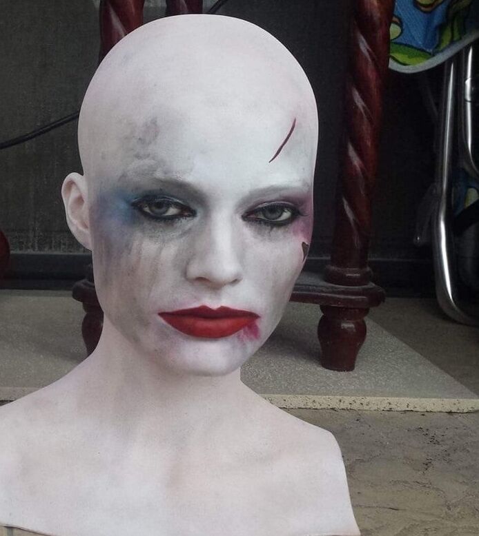 Harley quinn silicone bust, making sex toy