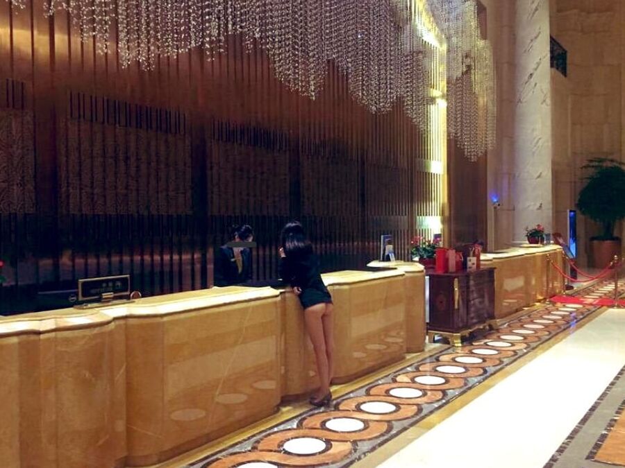Chinese girl flashing in public