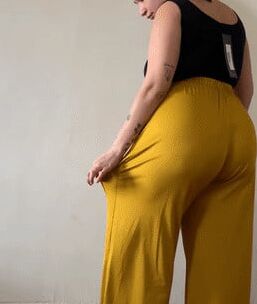 Sexy ass in black see through pants and black thong
