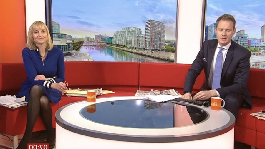 Louise Minchin in black tights