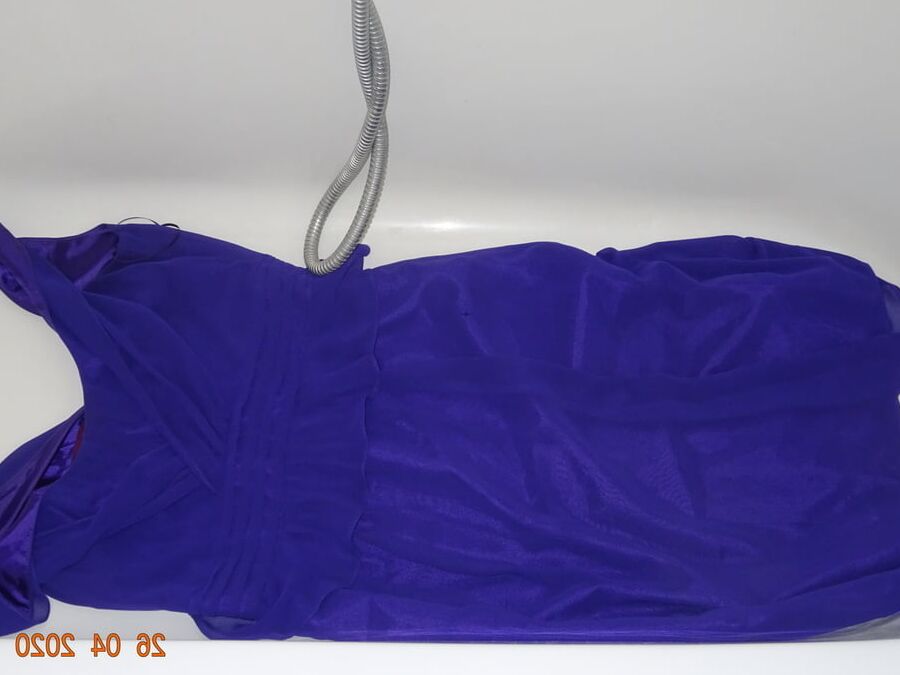 piss on purple dress