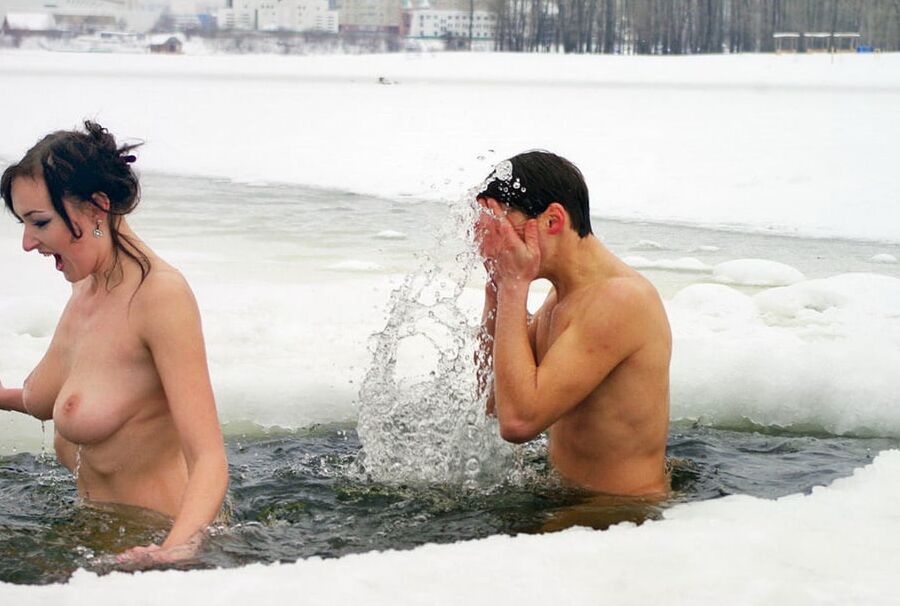 Private nudists likes to be naked even at winter