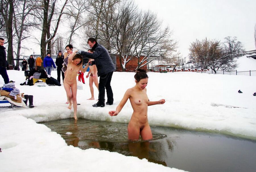 Private nudists likes to be naked even at winter