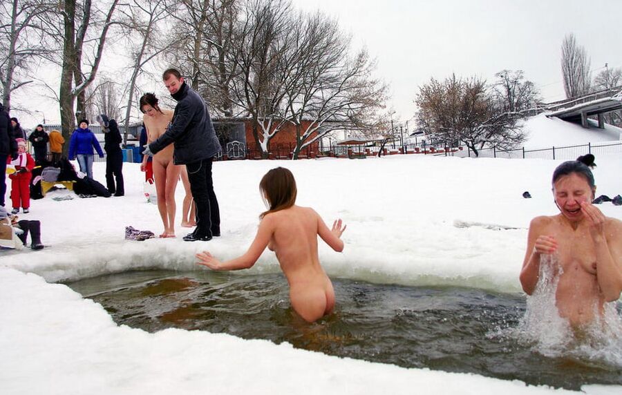 Private nudists likes to be naked even at winter