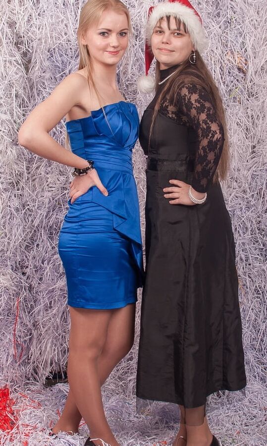Posh Christmas Party Pantyhose Blonde &amp; Brunette