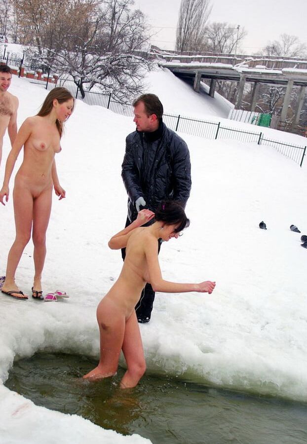 Private nudists likes to be naked even at winter