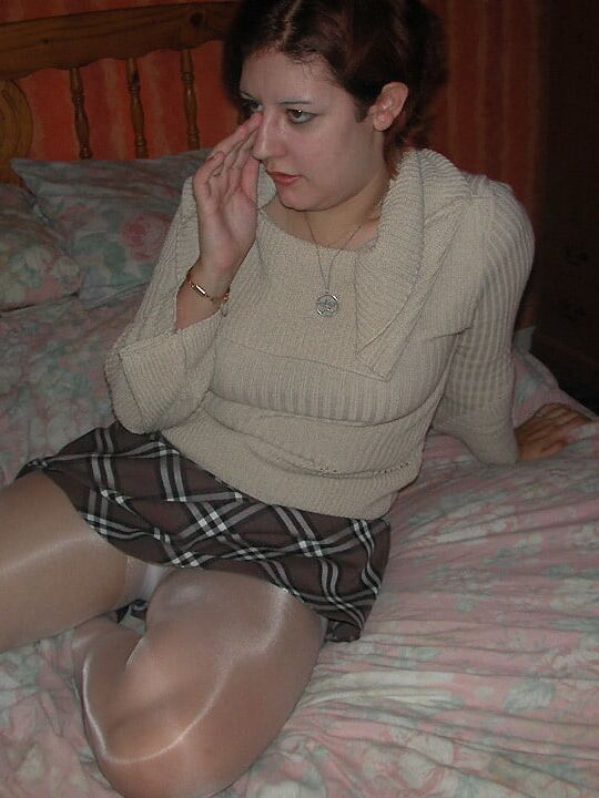 Wife in white pantyhose