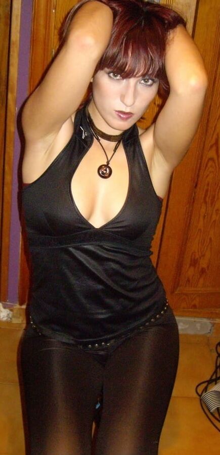 Slut cocksucker and metal fan with leather and slutty outfit