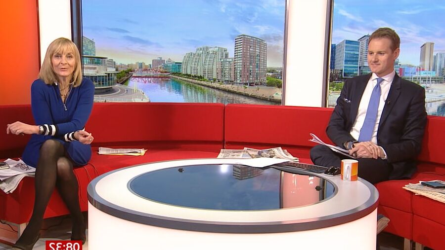 Louise Minchin in black tights