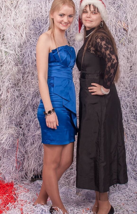 Posh Christmas Party Pantyhose Blonde &amp; Brunette