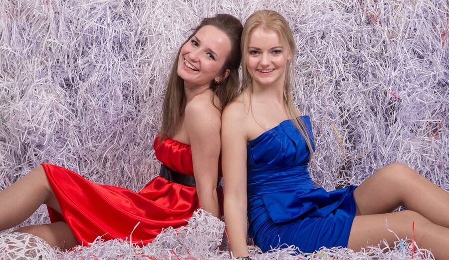 Posh Christmas Party Pantyhose Blonde &amp; Brunette